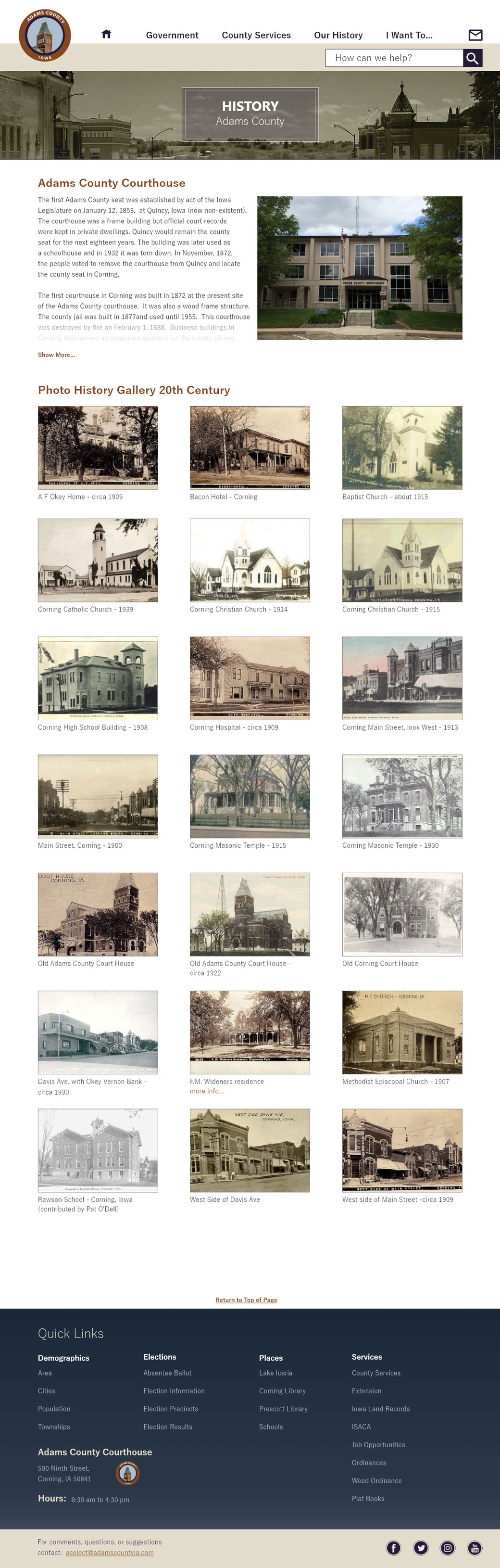 Adams County History Page