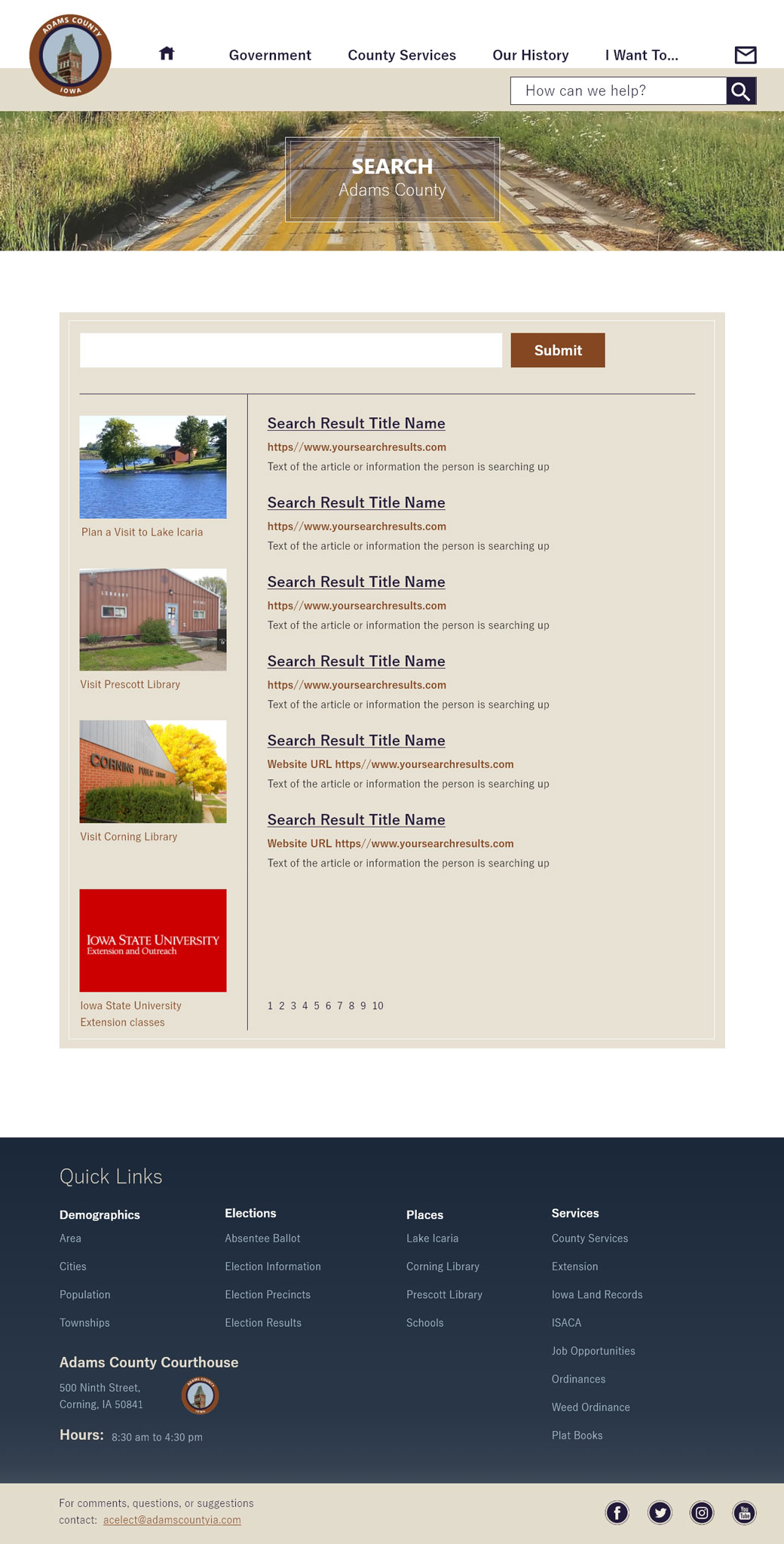 Adams County Search Page