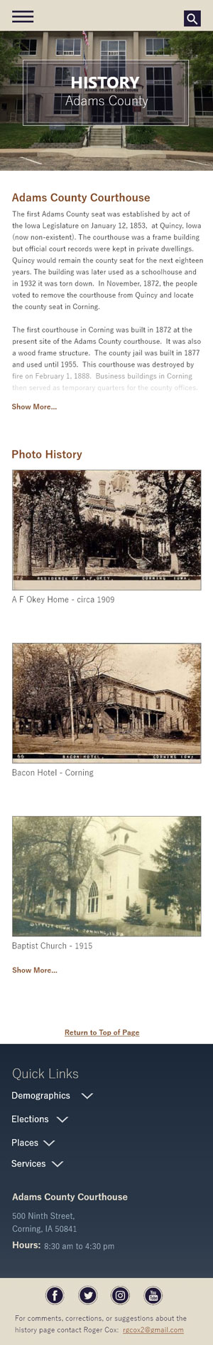 Adams County mobile History Page 