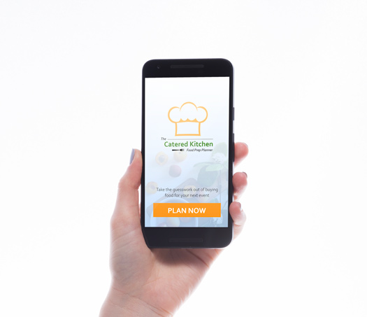 Catered Kitchen calculator app mobile mockup