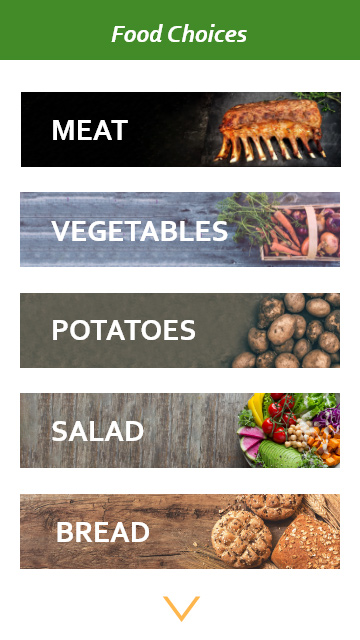 Catered Kitchen food choices screen