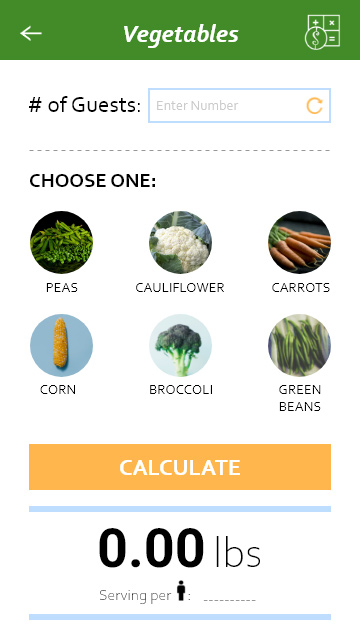 Catered Kitchen vegetables screen