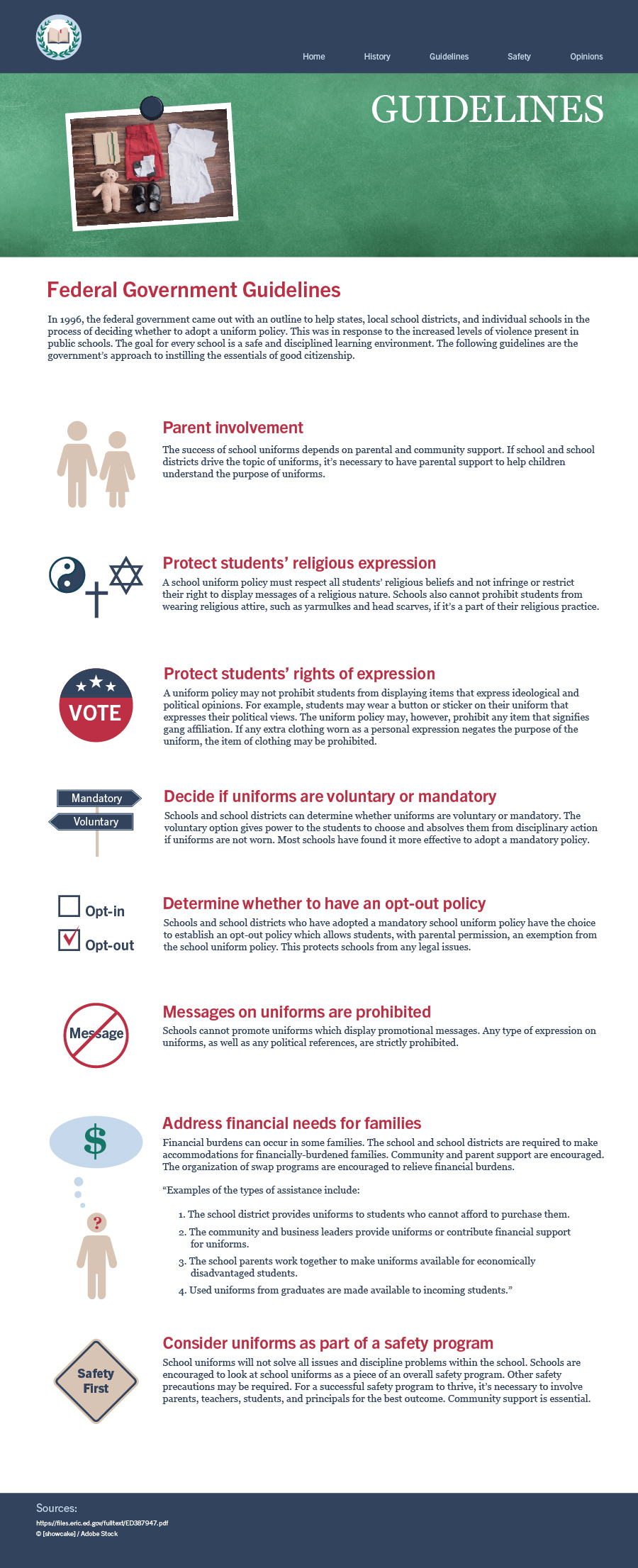 Guidelines Page for School Uniforms Website