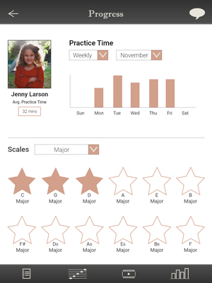 Professional App progress chart screen for tablet